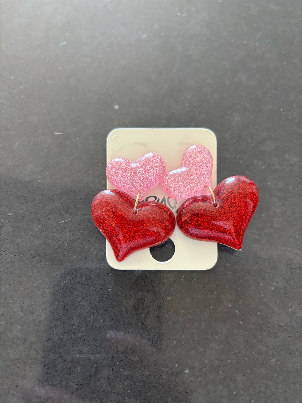 Pink and Red Heart Drop Earrings